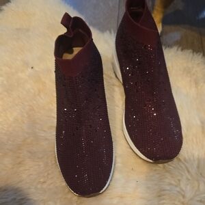 Alex Marie Burgundy Knit Women's Sneakers